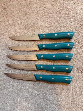 The Pioneer Woman Serrated Steak Knife Set of 5 Turquoise Handles